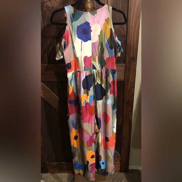 Pants - Multicolor Floral Cold-Shoulder Jumpsuit